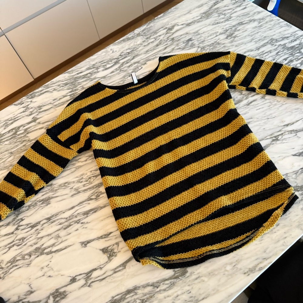 NEW Striped Black and Mustard Sweater